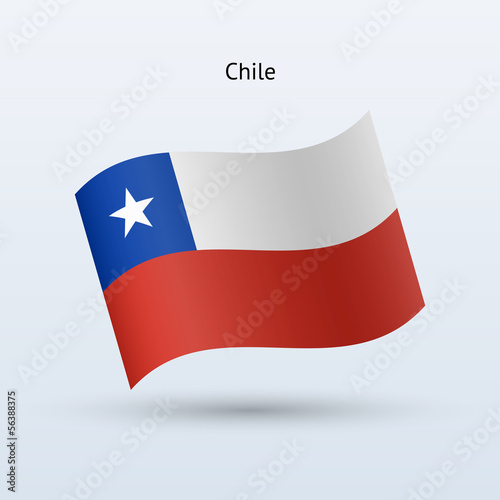 Chile flag waving form. Vector illustration.
