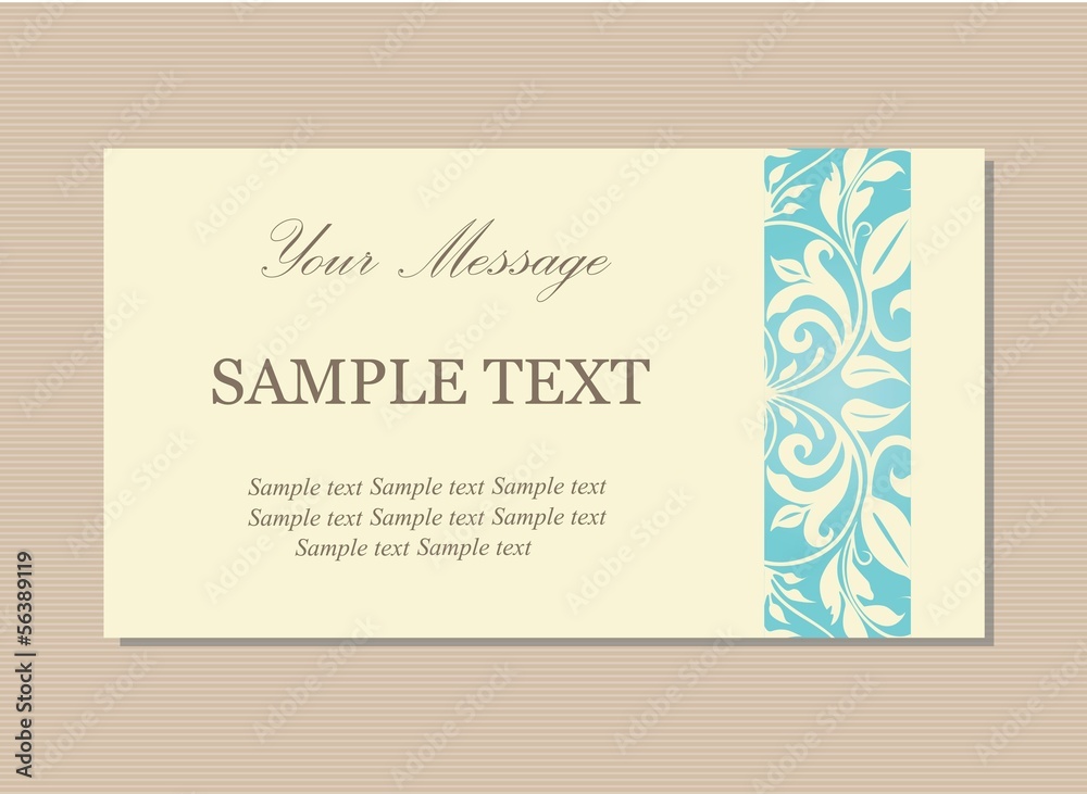 Floral vintage business card, invitation or announcement