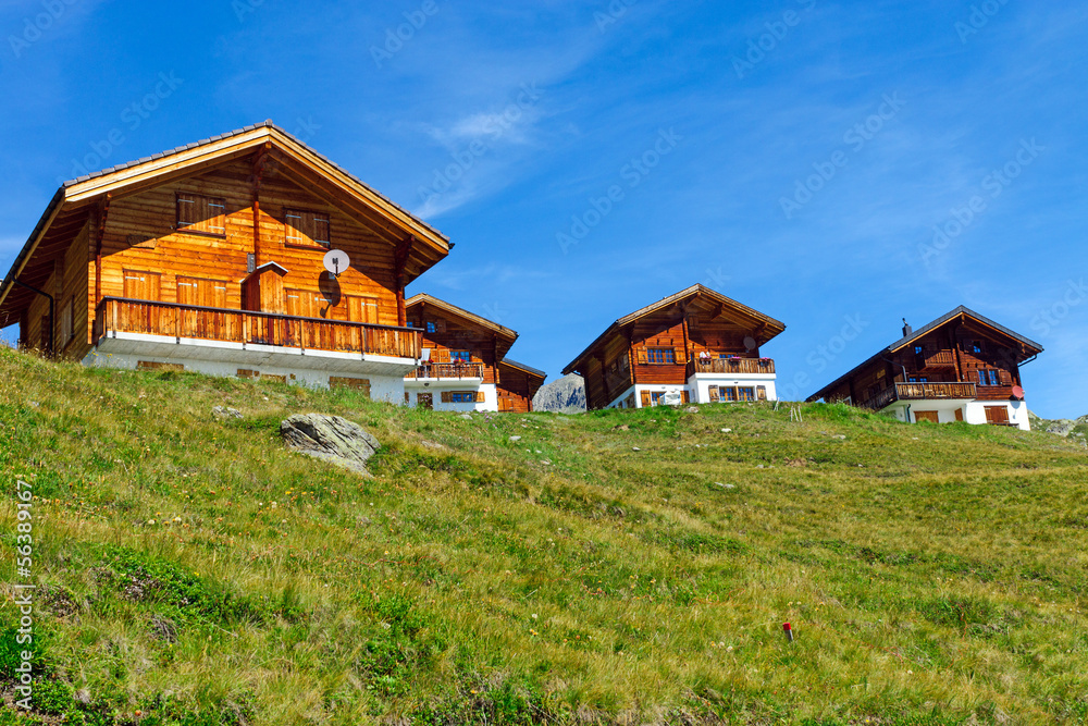 Wooden houses in the alps