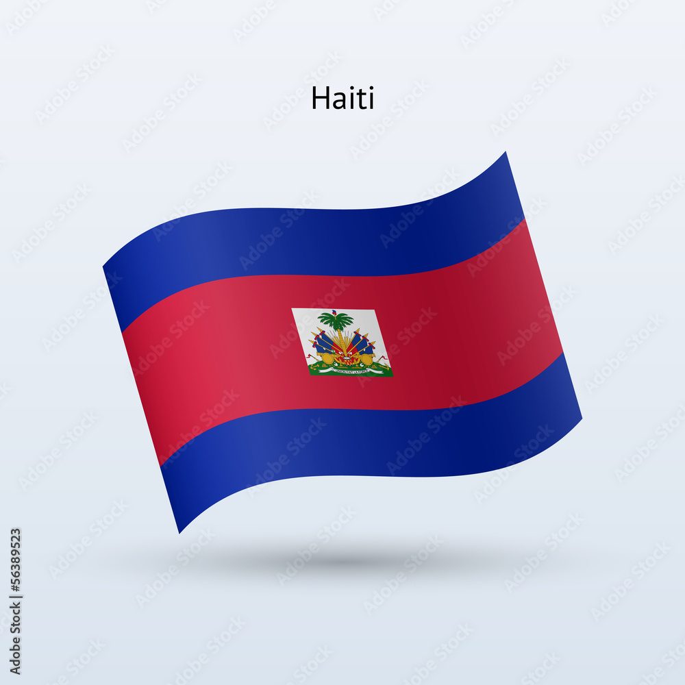 Haiti flag waving form. Vector illustration.