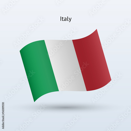 Italy flag waving form. Vector illustration.