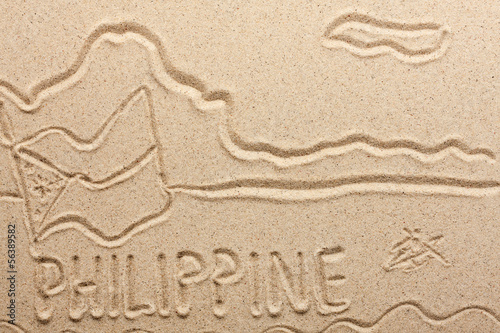 Philippines handwritten from  sand