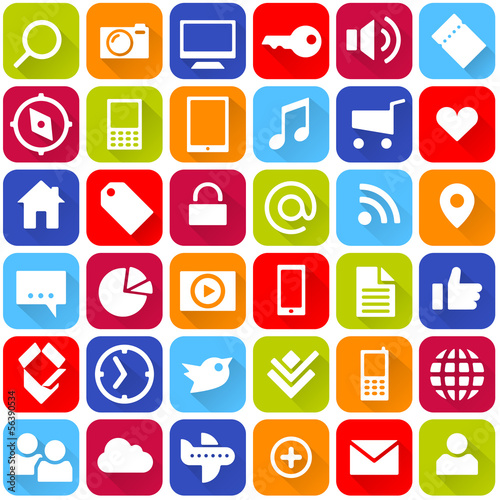 bunte buttons mit social media icons