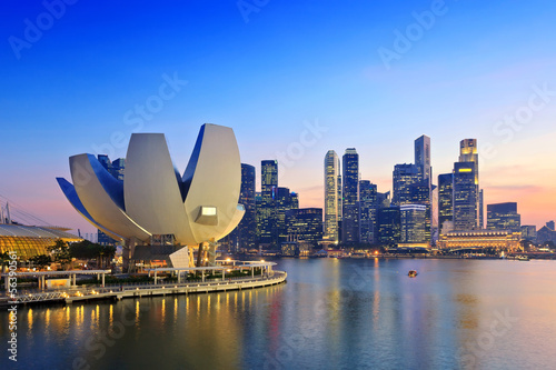 Singapore city skyline at Marina Bay