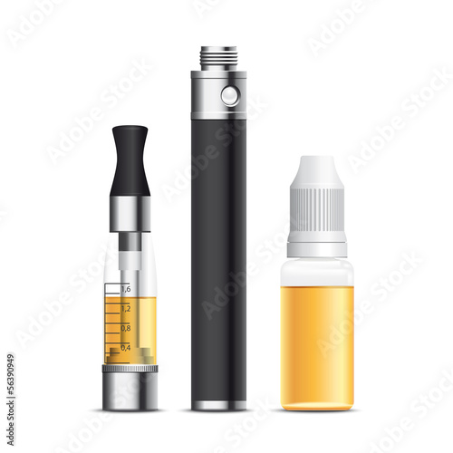 cigarette électronique, e-cigarette, e-liquide. Vecteur cmjn