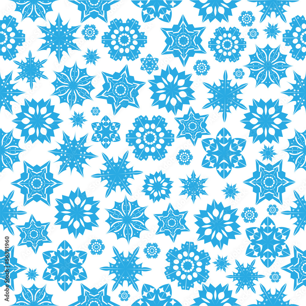 seamless pattern with blue snowflakes on a white background.wi seamless pattern with blue snowflakes on a white background.wi