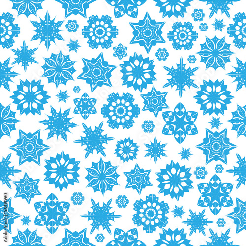 seamless pattern with blue snowflakes on a  white  background.wi