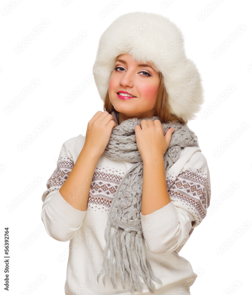 Young girl in fur hat Young girl in fur hat