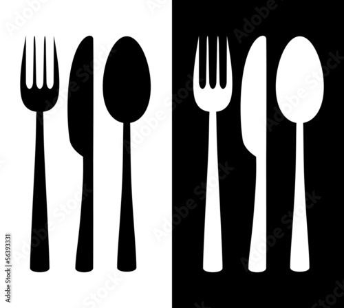 Black and white cutlery icon photo