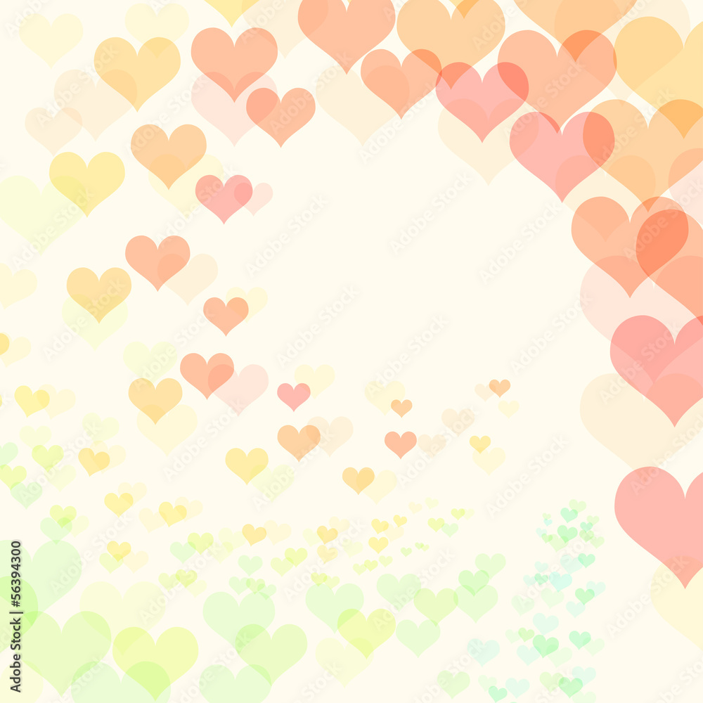 Abstract background with swirly group of colorful hearts