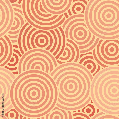 Seamless with red concentric circles on the beige background