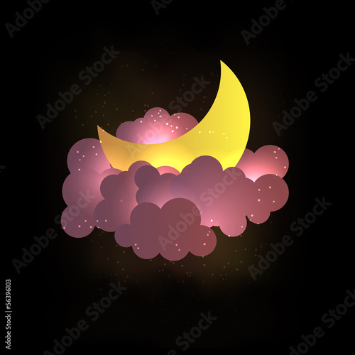 Moon, clouds and stars. Sweet dreams wallpaper.