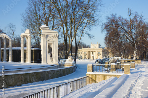 Winter in king's Lazenki park, Warsaw, Poland photo