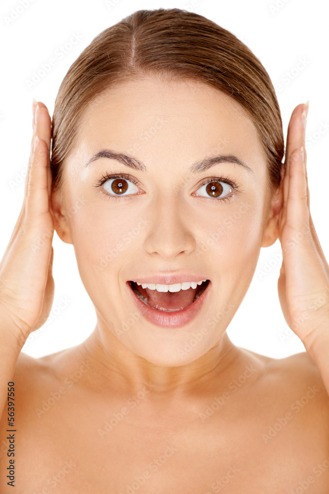 Woman with a happy excited expression