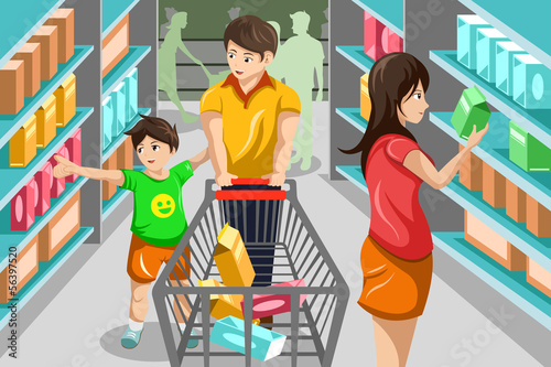 Family shopping grocery