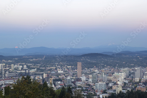 Full Moon Rise Over Portland Cityscape © jpldesigns