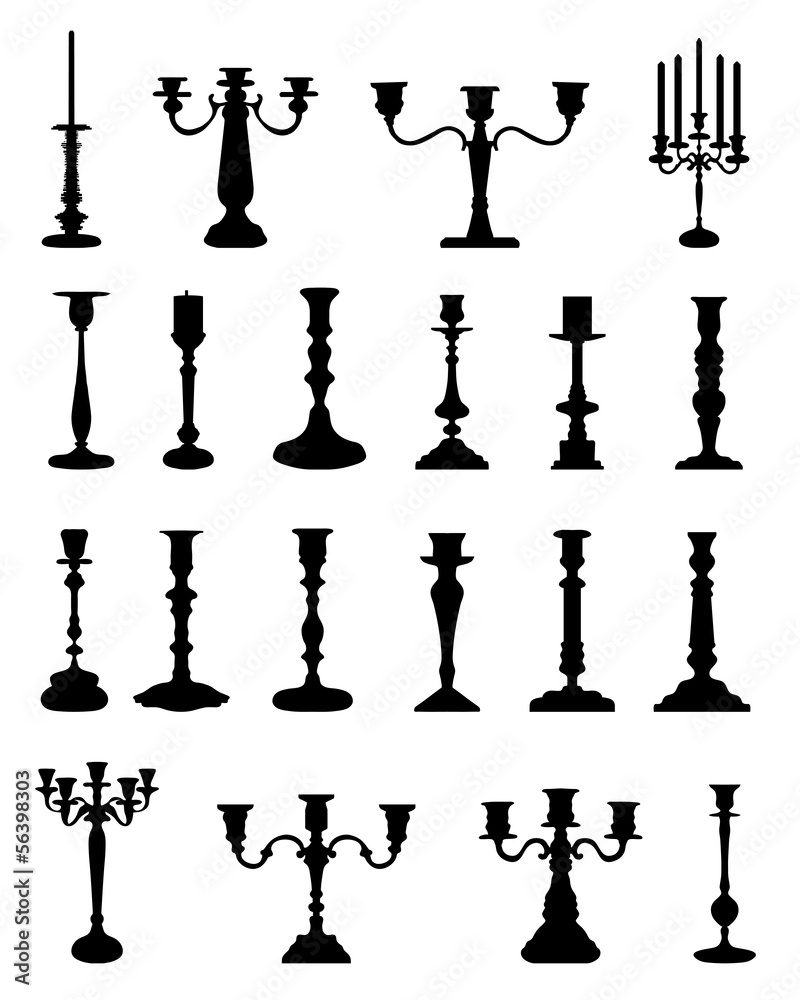 Silhouettes of candlesticks, vector collection Silhouettes of candlesticks, vector collection