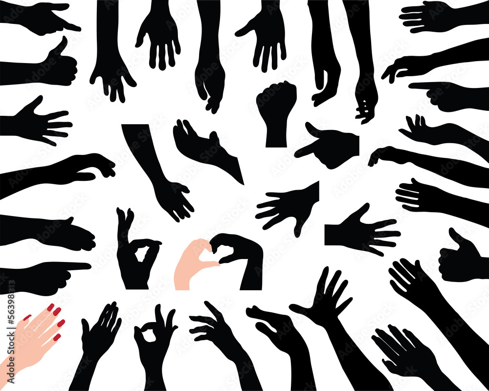 Silhouettes of hands, vector Silhouettes of hands, vector