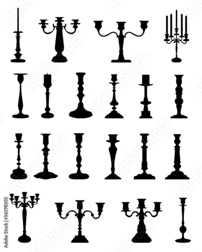 Silhouettes of candlesticks, vector collection