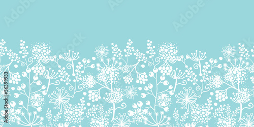 Vector blue and white lace garden plants horizontal seamless