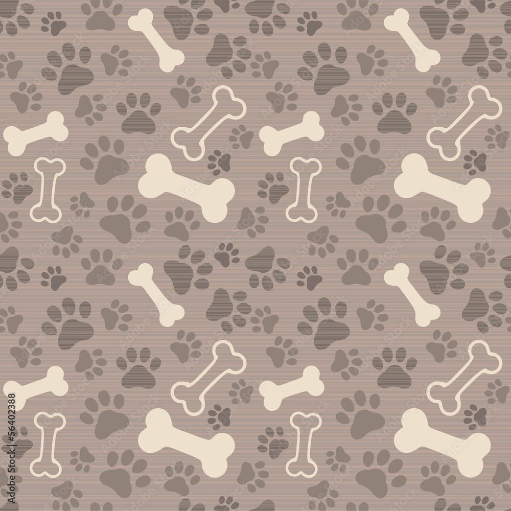 Seamless patern - pet paw print and bone vector de Stock | Adobe Stock
