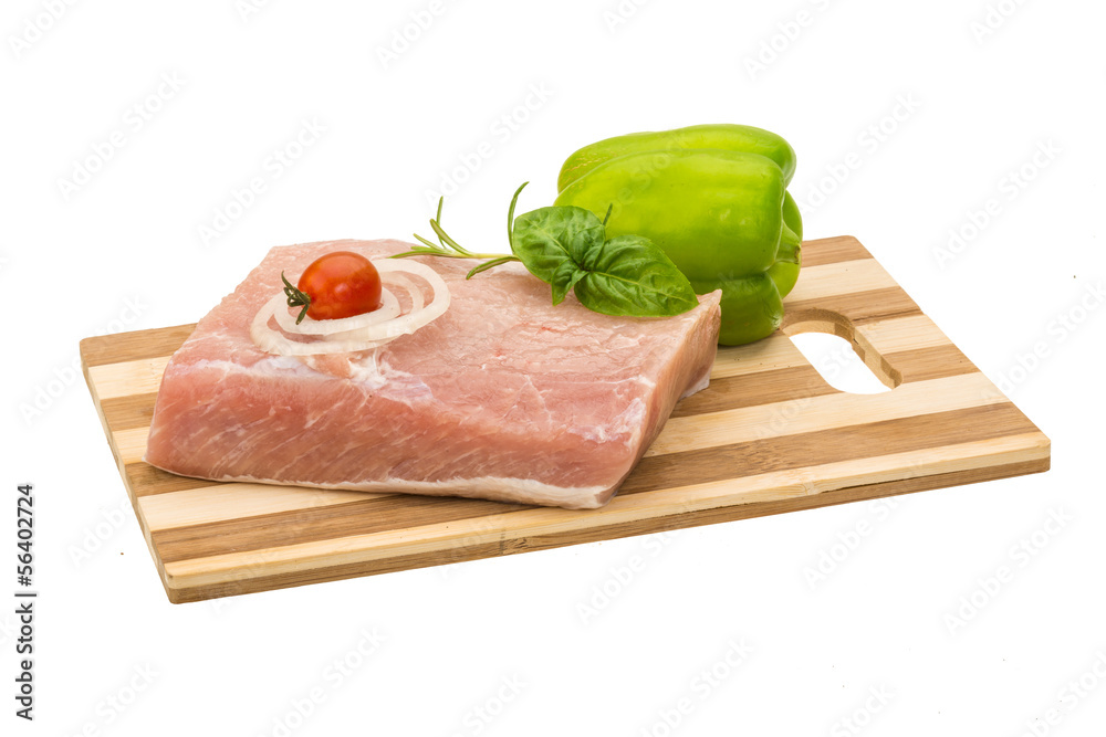 Raw pork with onion, basil and rosemary Raw pork with onion, basil and rosemary