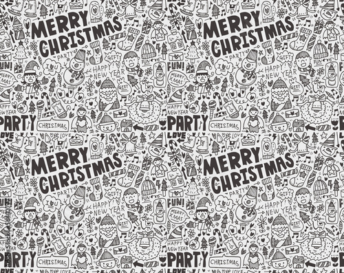 Seamless Doodle Christmas pattern