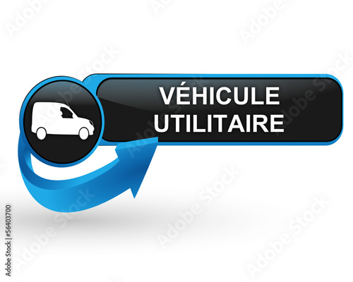 véhicule utilitaire sur bouton web design bleu