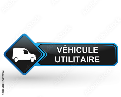 véhicule utilitaire sur bouton web carré design bleu