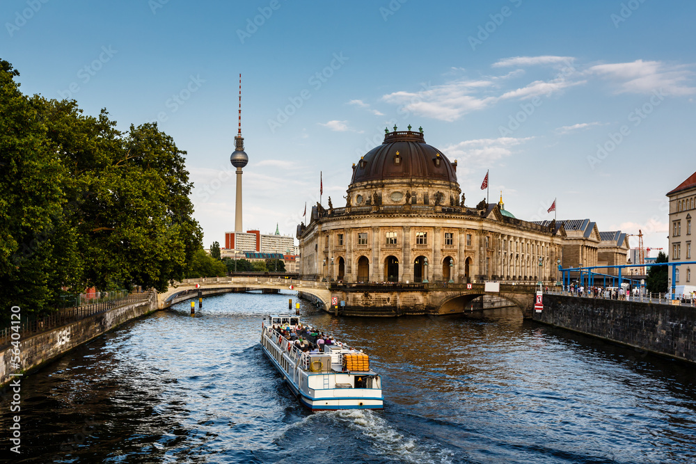River Boat Approacing Museum Island, Berlin, Germany