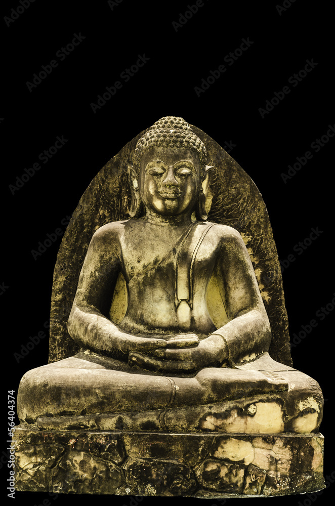 Meditating Buddha on black background