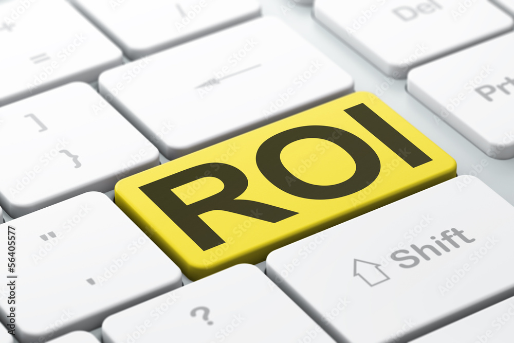 Finance concept: ROI on computer keyboard background Finance concept: ROI on computer keyboard background
