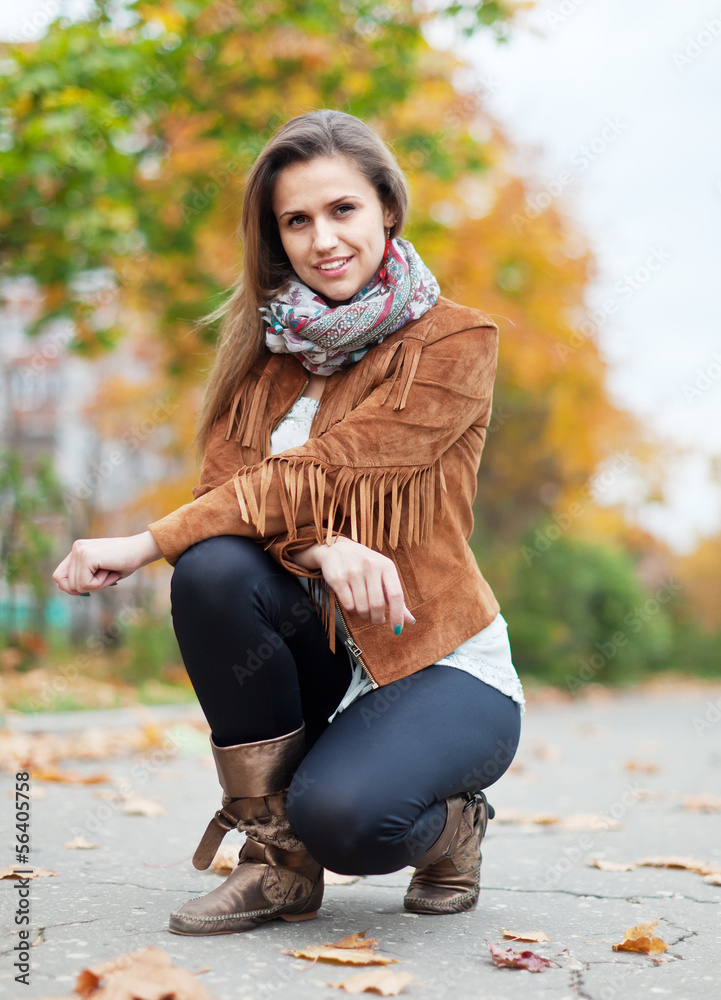 Fototapeta premium woman at autumn park