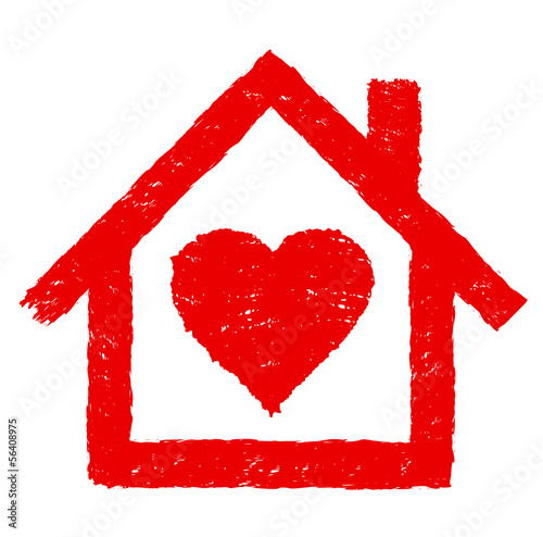 Rotes Haus mit Herz