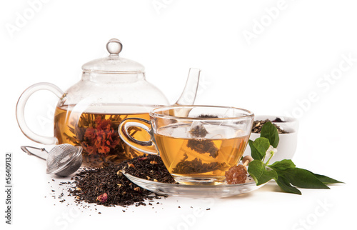 Blooming tea isolated on white background
