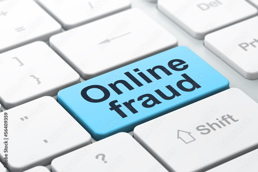 Privacy concept: Online Fraud on computer keyboard background Privacy concept: Online Fraud on computer keyboard background
