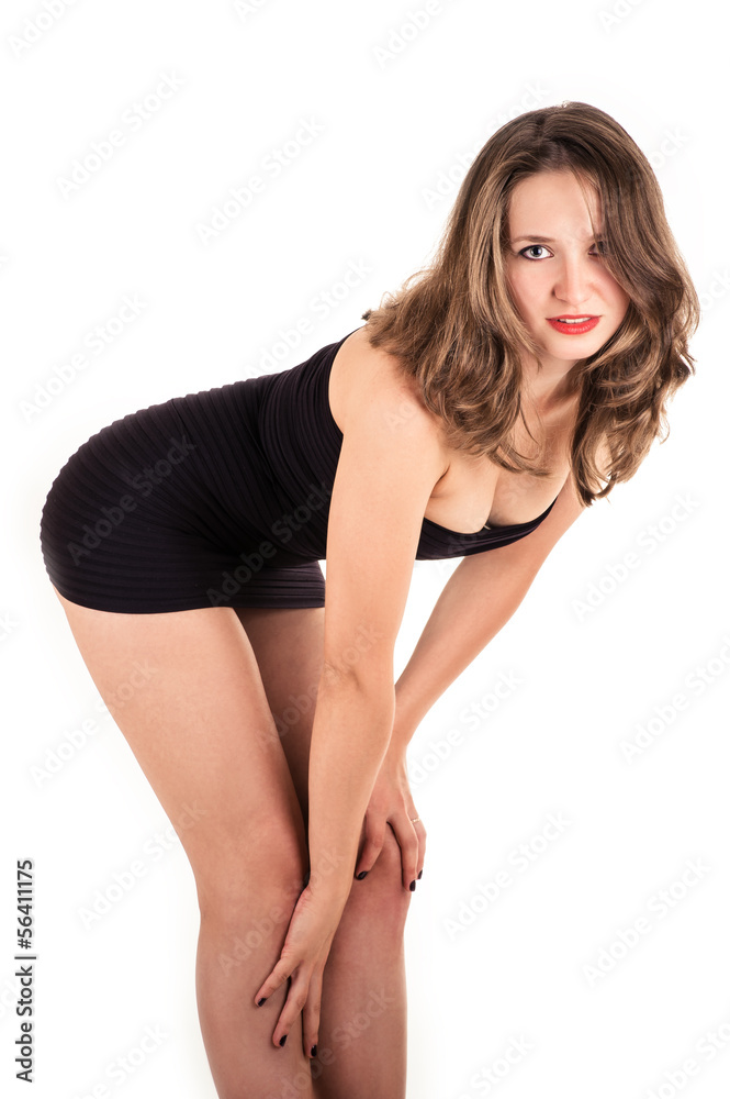 woman in a short dress isolated on white background woman in a short dress isolated on white background
