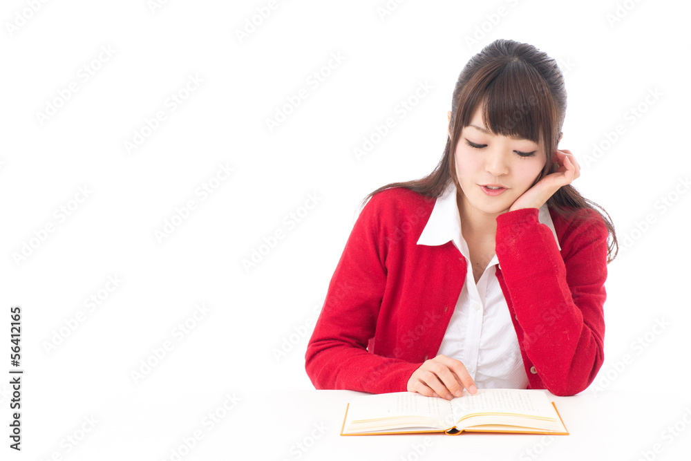 attractive asian woman reading book attractive asian woman reading book