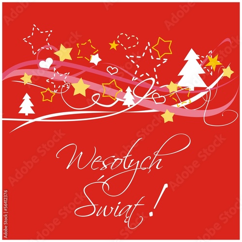 Vector card polish Merry Christmas wishes Wesolych swiat photo