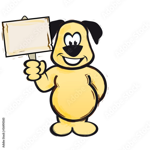 Hund mit Hinweis-Schild AI EPS PDF