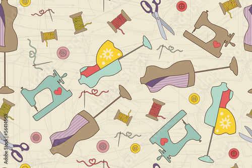 Vintage Vector Seamless hand made fashion Pattern Background