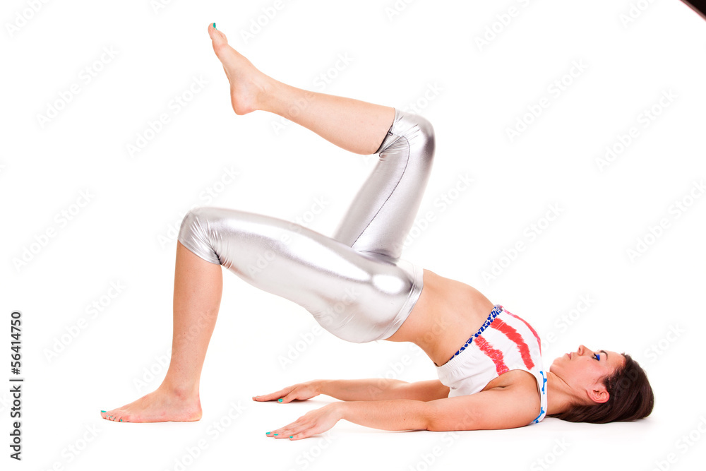 girl yoga on white background
