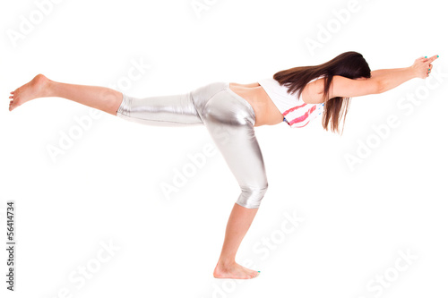 girl yoga on white background