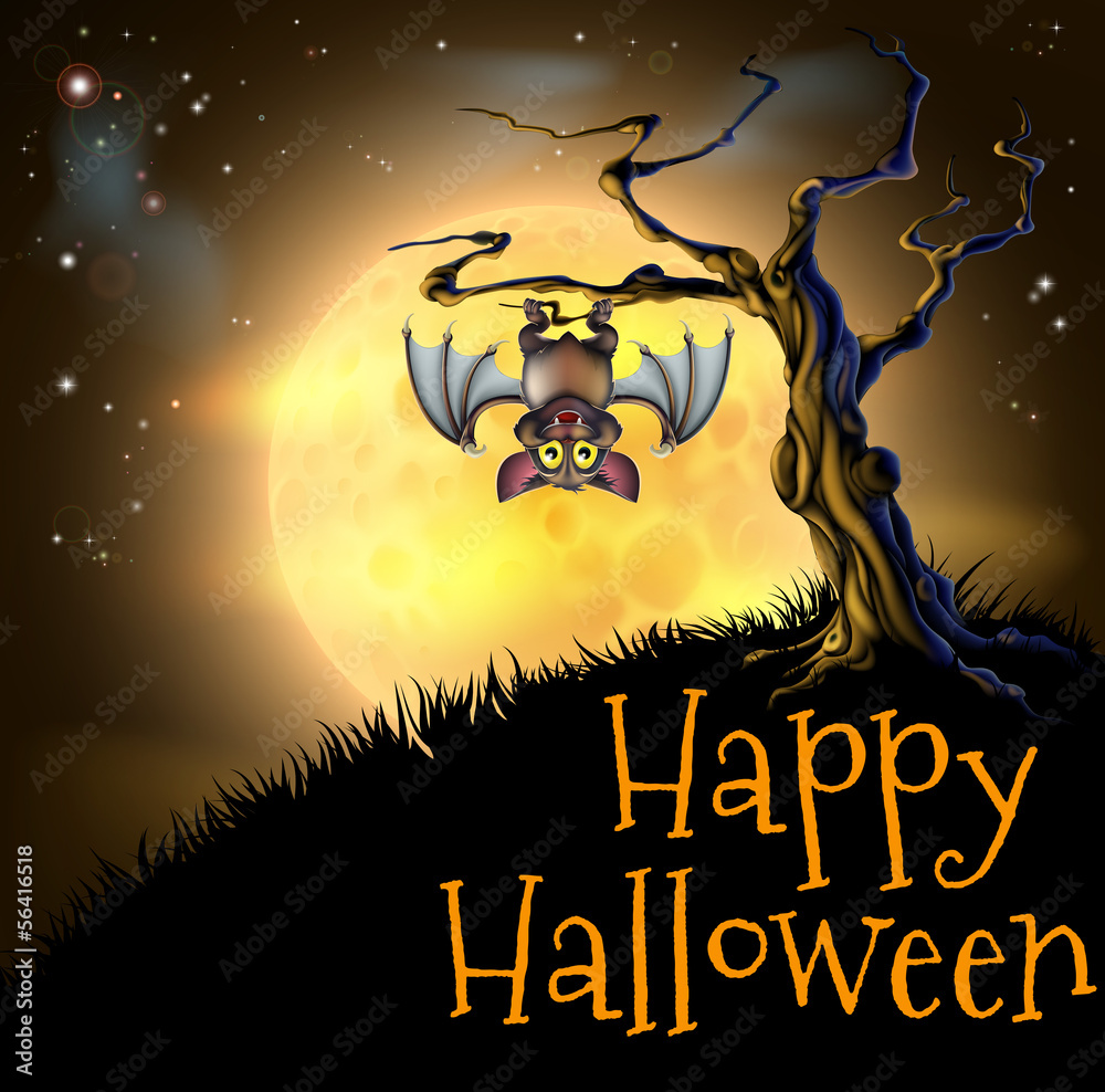 Orange Halloween Vampire Bat Background