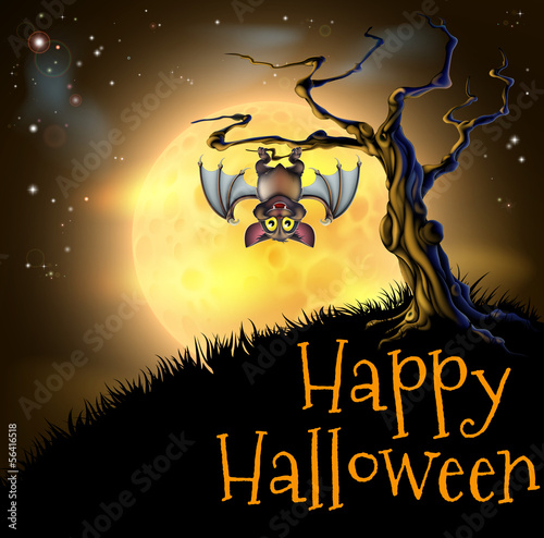 Orange Halloween Vampire Bat Background