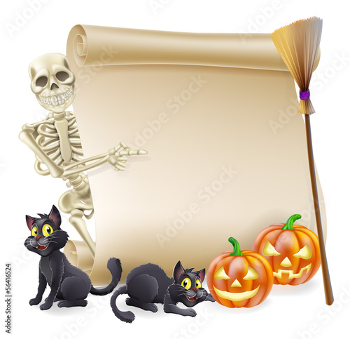 Halloween Skeleton Scroll Banner
