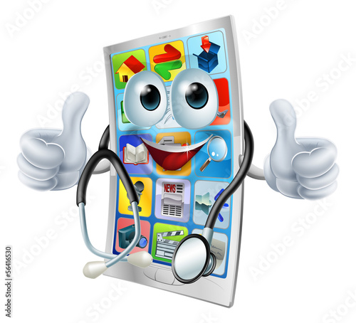 Cartoon phone doctor man