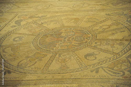Ancient mosaic floor at at Beit Alfa Synagogue  Israel