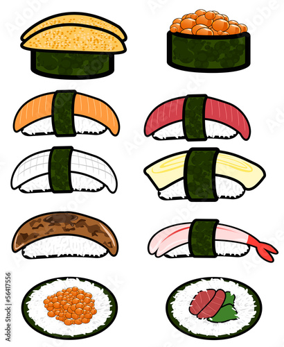 Sushi icon cellection set