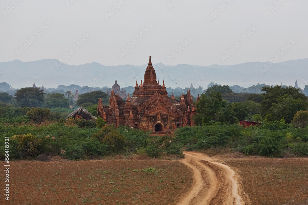 Ancient Pagoda view in Pagan archaeological zone, Myanmar